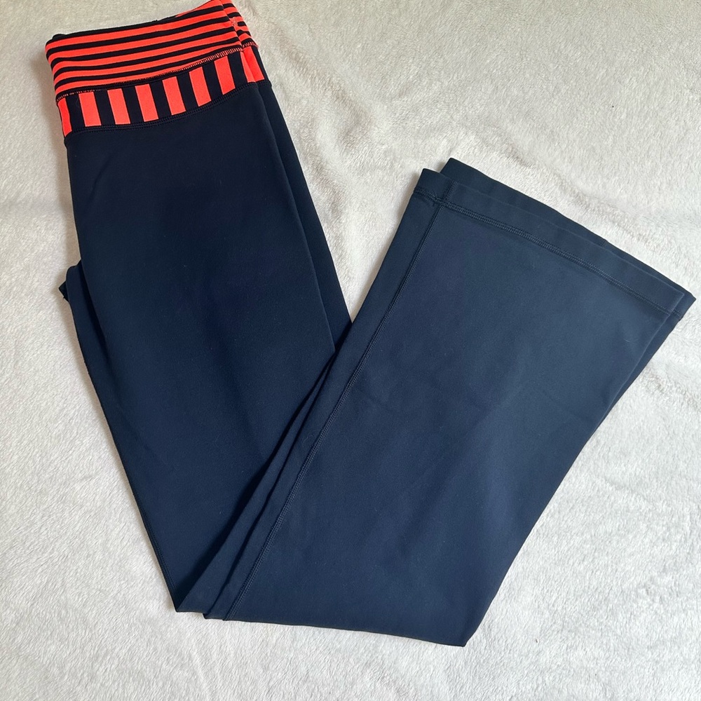 Black Yoga Pants with Red Striped Waistband